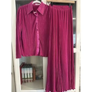 Peppermayo 90s Muse Plisse‎ Pants & Plisse Shirt SET Magenta size 2